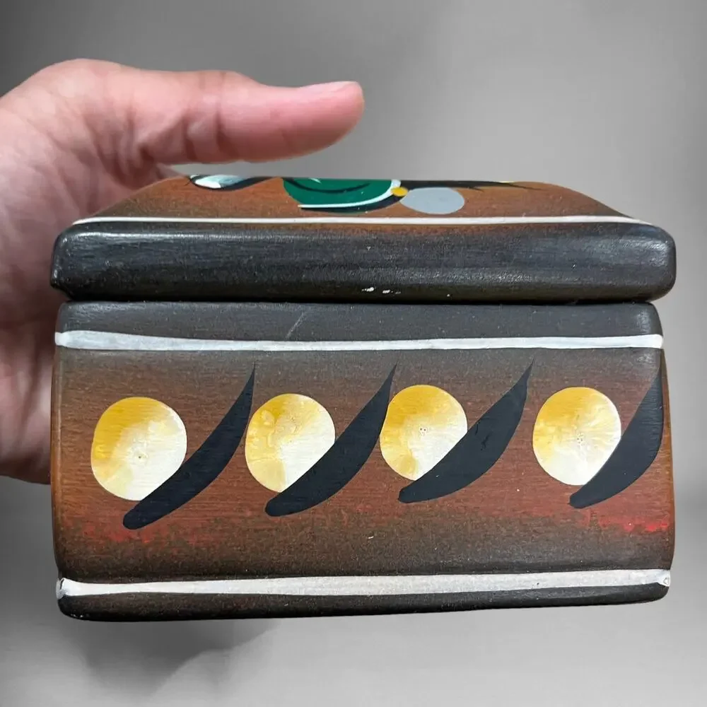 Handpainted Bird Scenery Clay Jewelry Trinket Box with Removable Cover LL-02